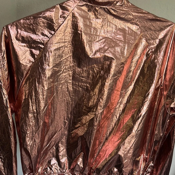 Love J Pink Metallic Zip Up Drawstring Windbreaker S - Picture 3 of 5